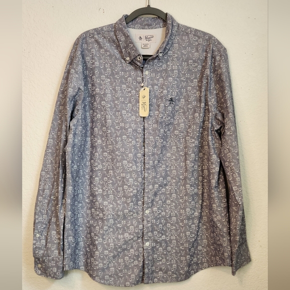 NWT Original Penguin Long Sleeve Button-Down Bowling Themed Men's Shirt, Size XL - Picture 1 of 8